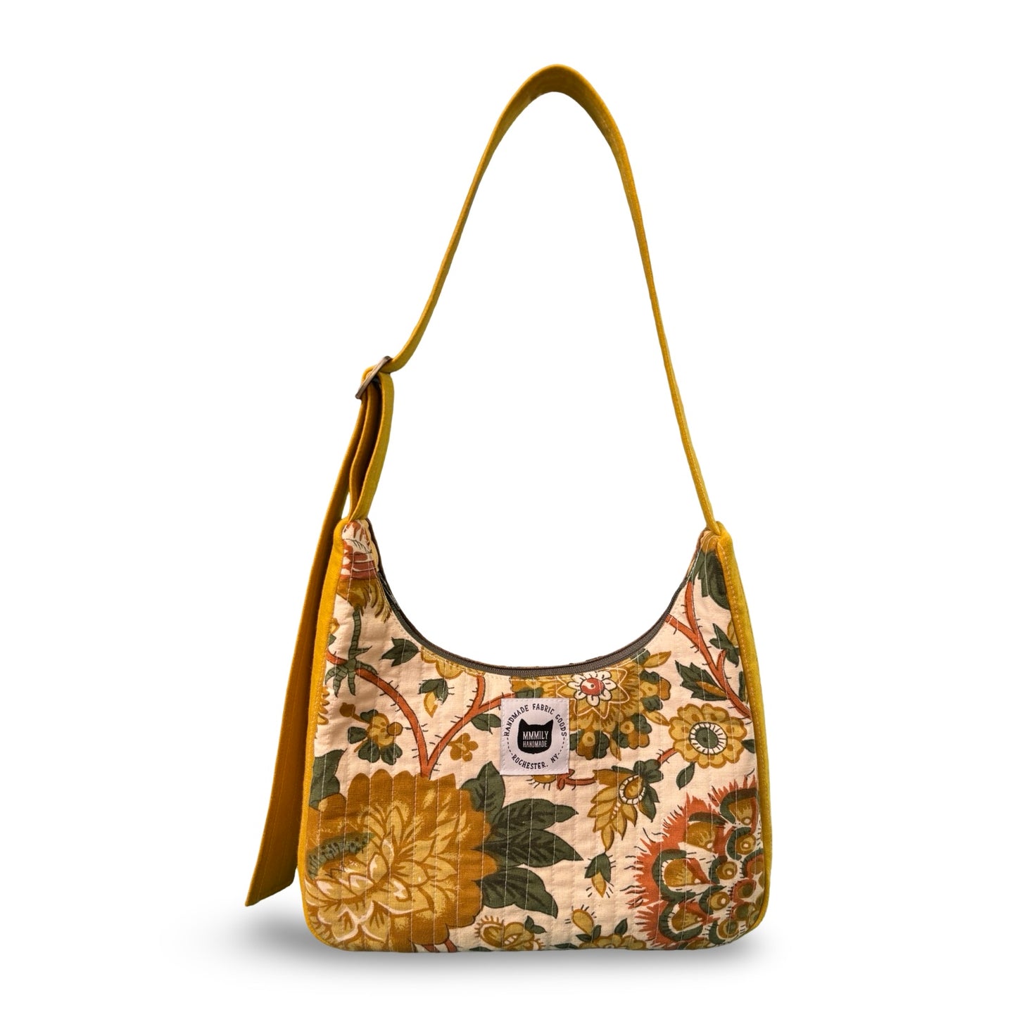 Vintage Floral Pheasant Crescent Bag