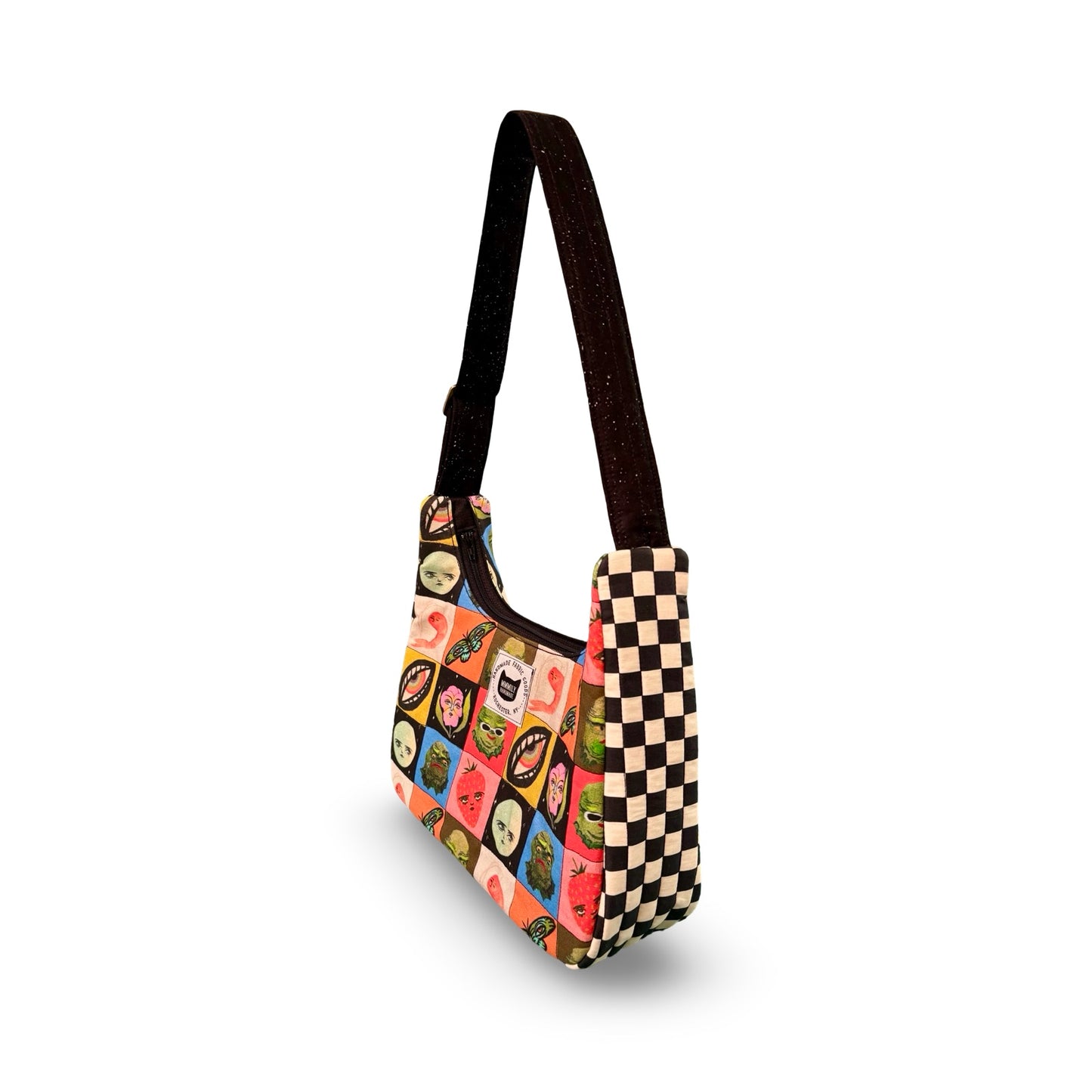 Creatures Checkered Crescent Bag