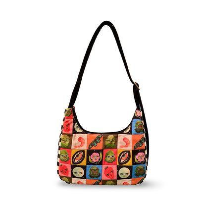 Creatures Checkered Crescent Bag