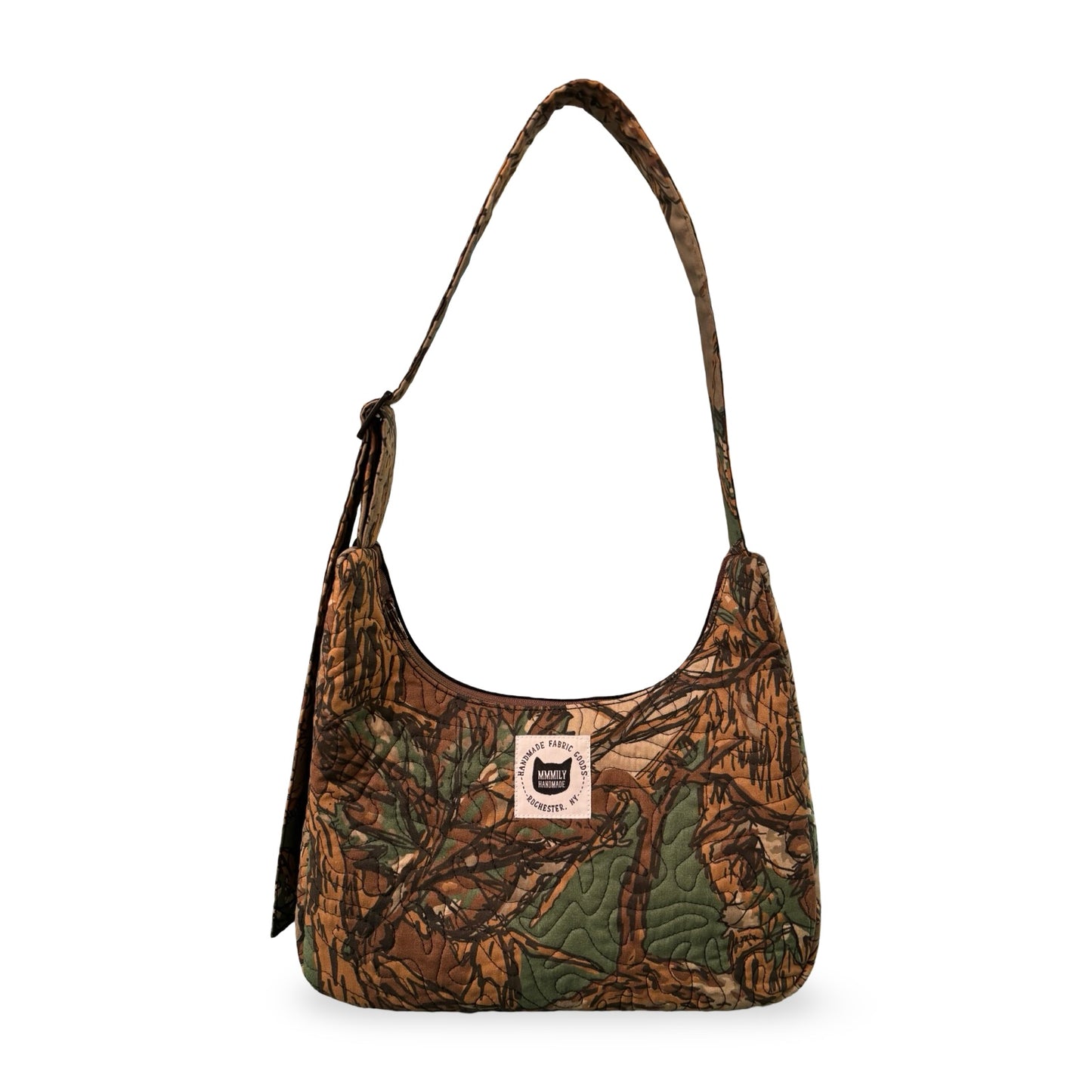 Vintage Woodland Camo Crescent Bag