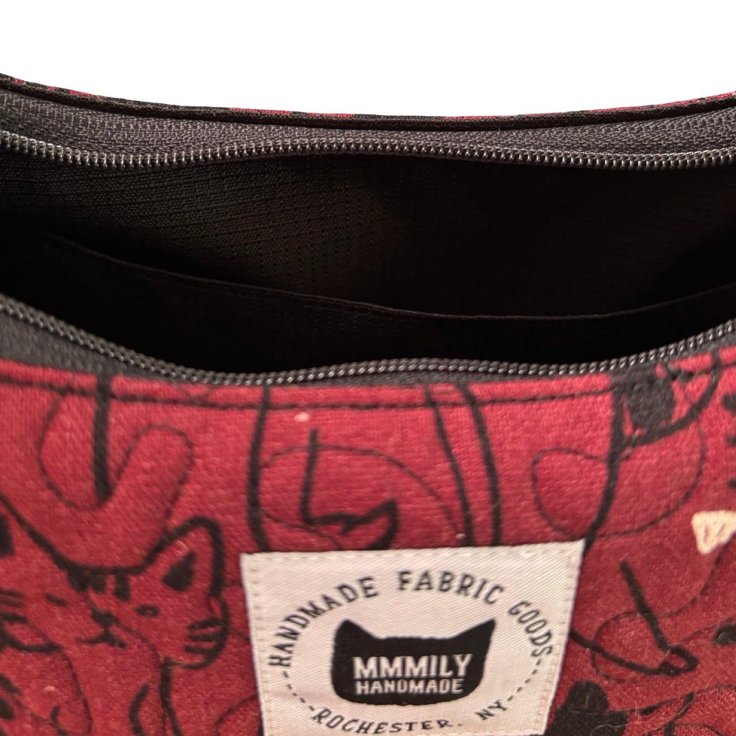 Crimson Kitty Crescent Bag