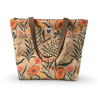 Sage Floral Quilted Tote