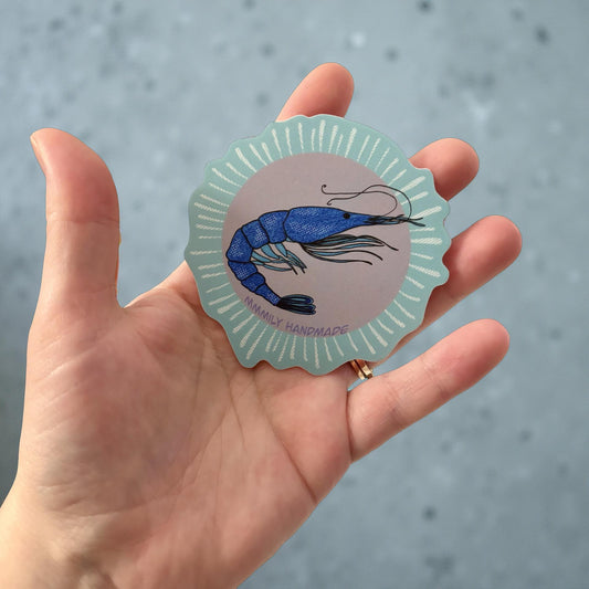 Blue Shrimp Vinyl Sticker
