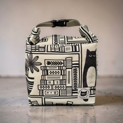 B&W Bookshelf Lunch Bag