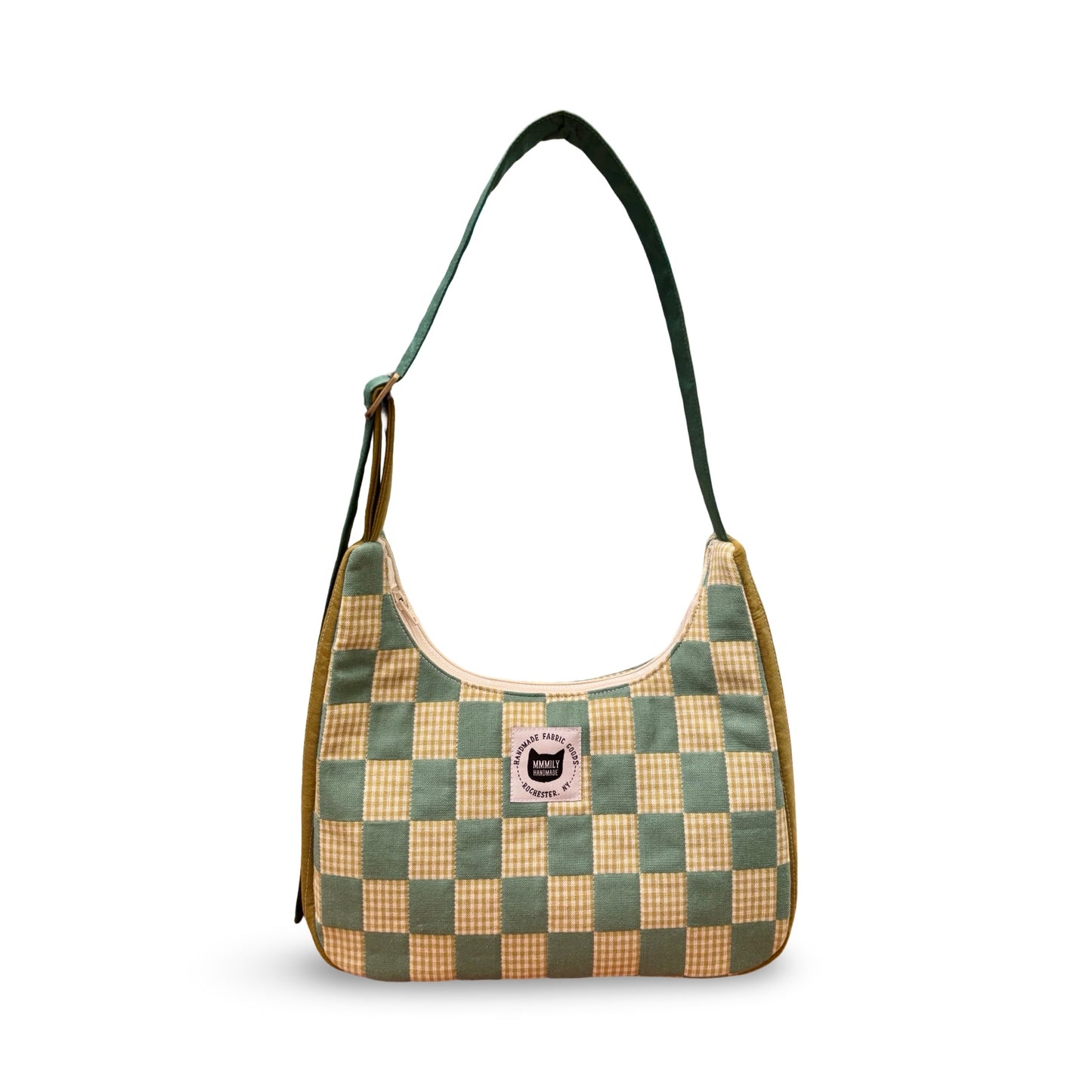 Blue Checkered Crescent Bag