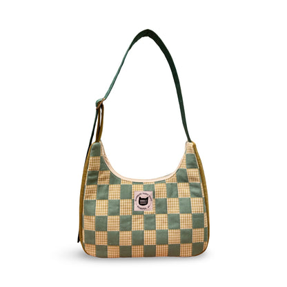 Blue Checkered Crescent Bag