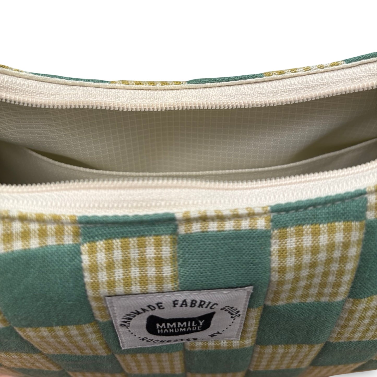 Blue Checkered Crescent Bag