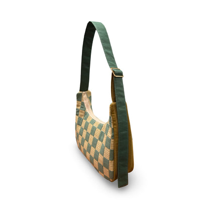 Blue Checkered Crescent Bag