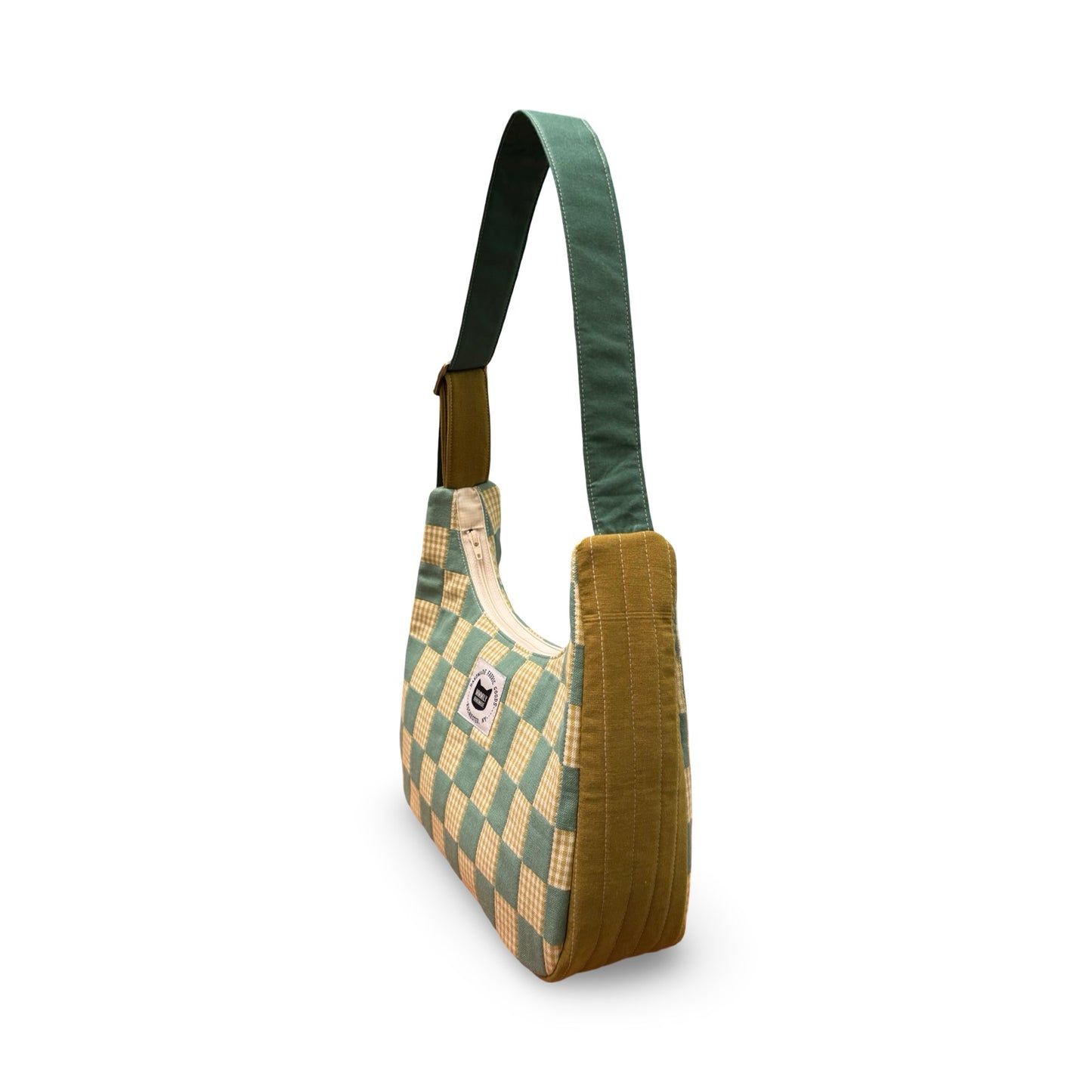 Blue Checkered Crescent Bag