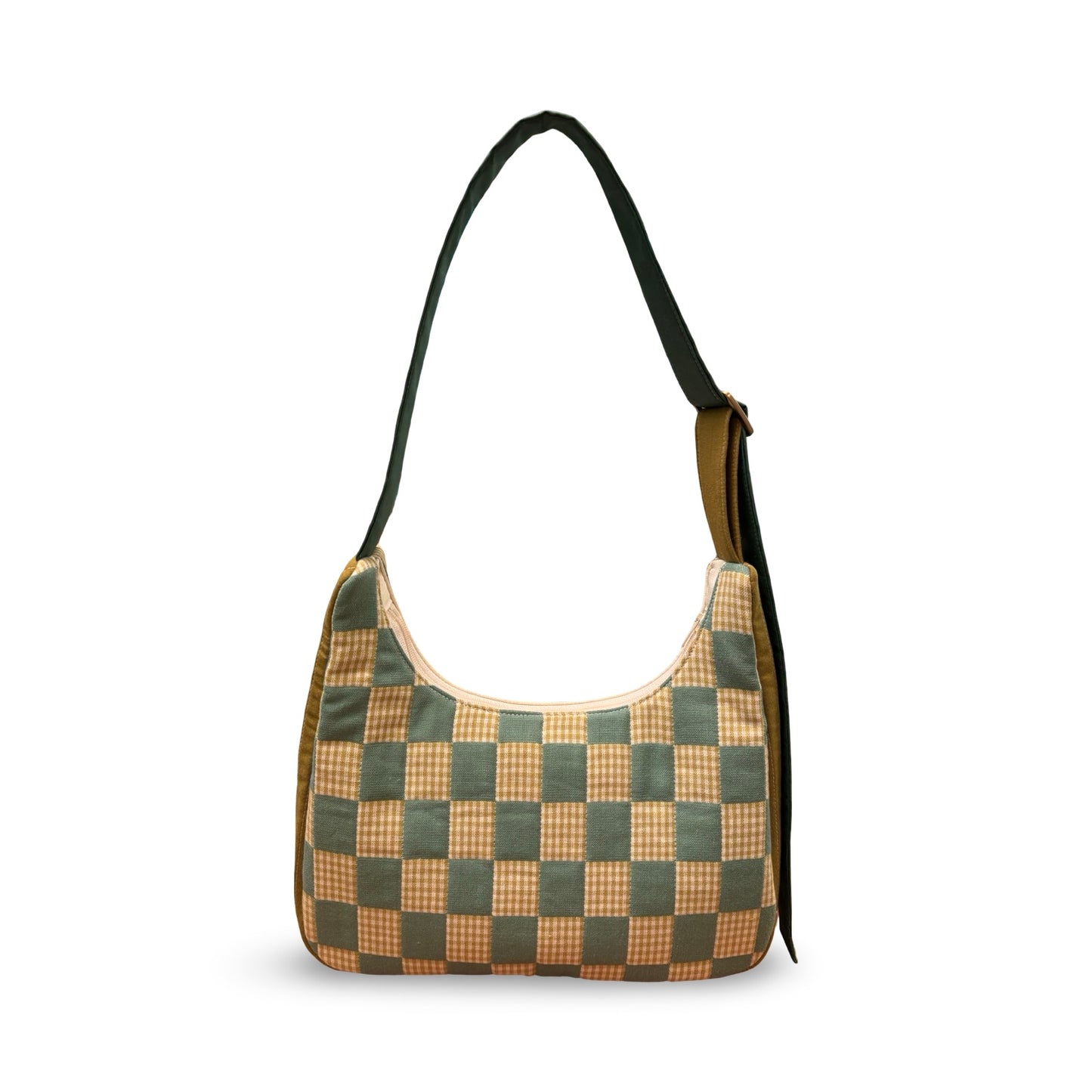 Blue Checkered Crescent Bag