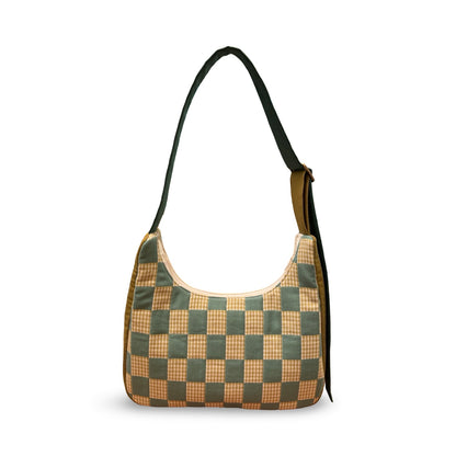 Blue Checkered Crescent Bag