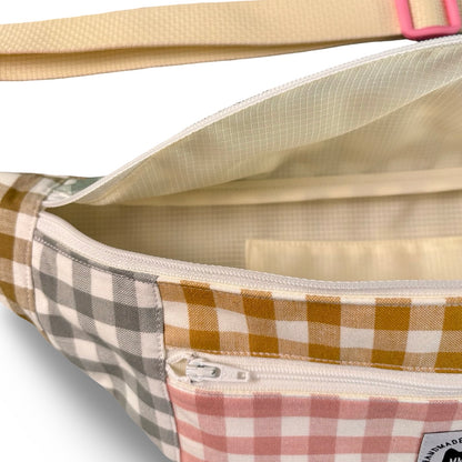 Color-block Gingham Fannypack