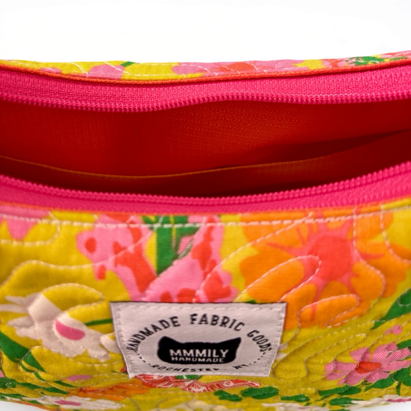 Bright Color-block Floral Crescent Bag