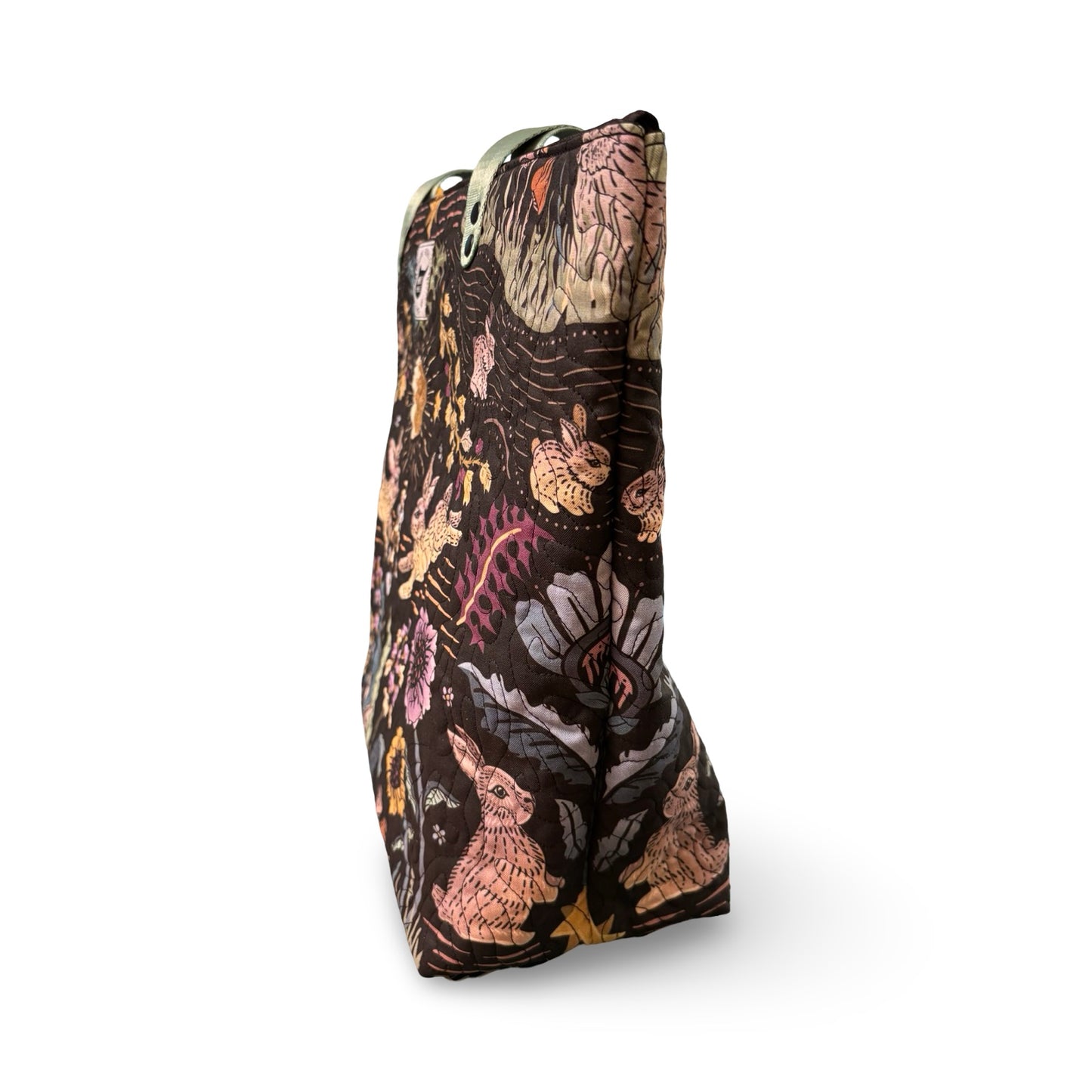 Sacred Woodland Rabbits Quilted Tote