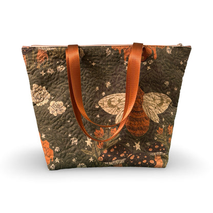 Enchanted Woodland Bees Quilted Tote