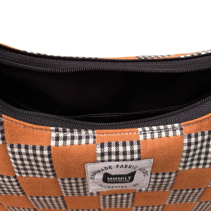 Terracotta Checkered Crescent Bag