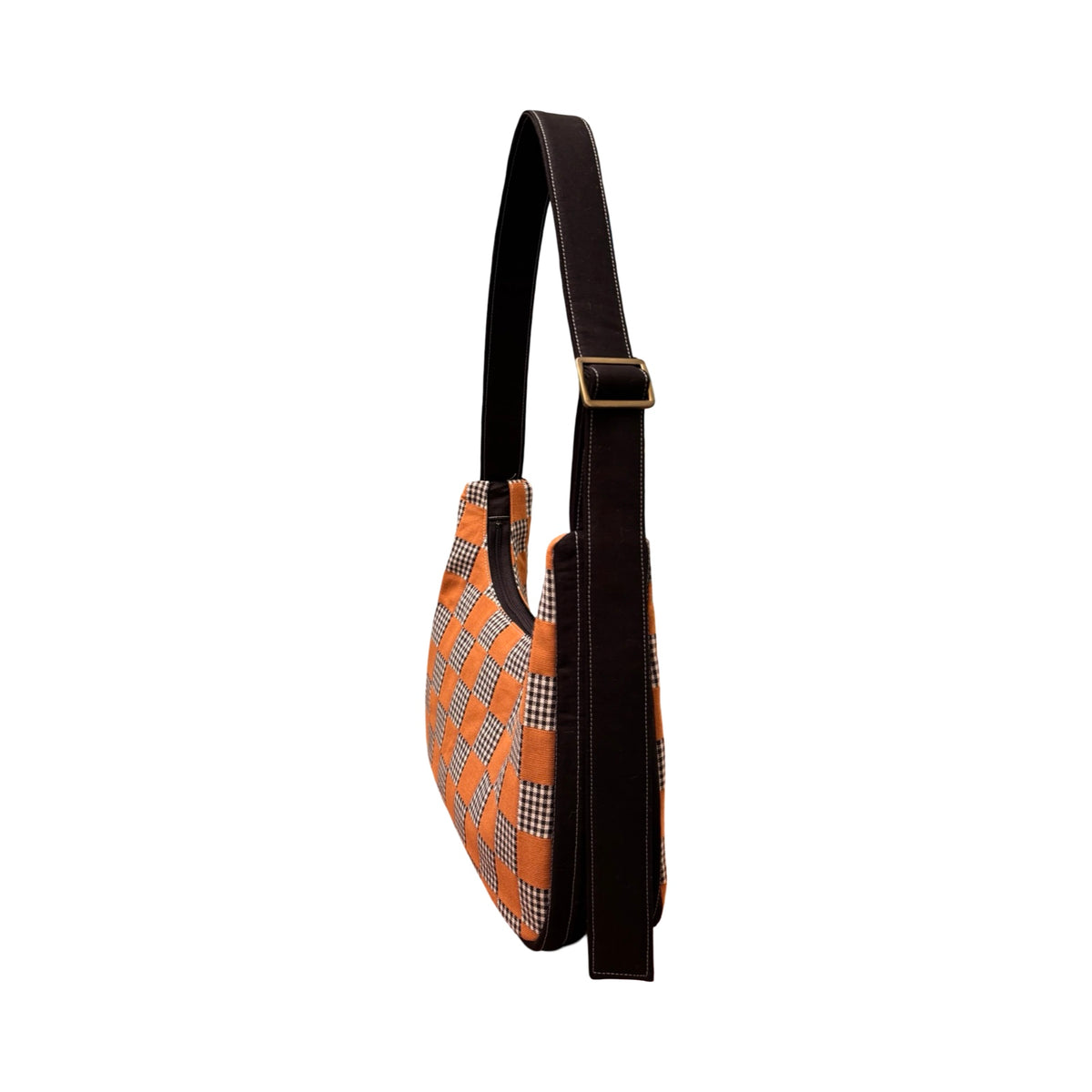 Terracotta Checkered Crescent Bag