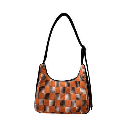 Terracotta Checkered Crescent Bag