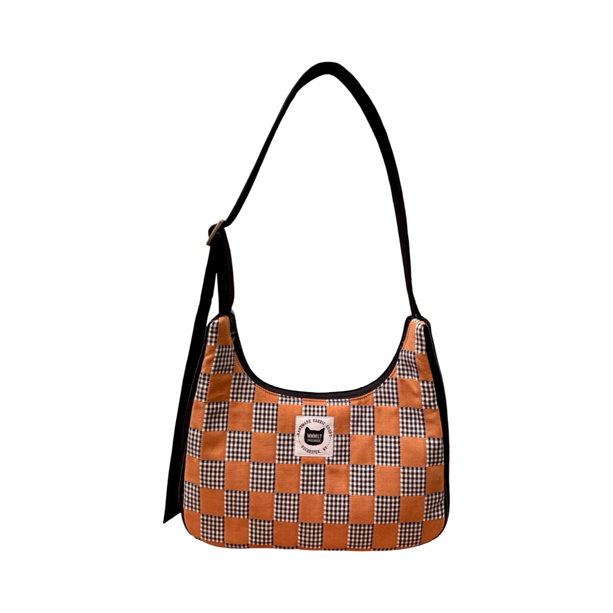 Terracotta Checkered Crescent Bag