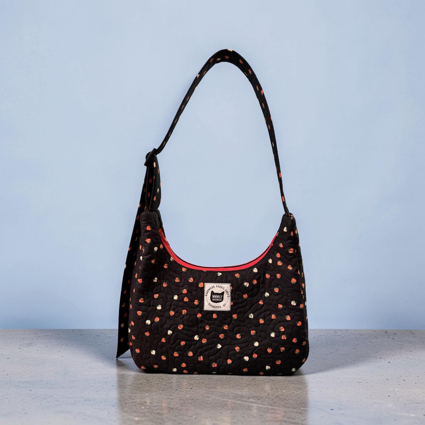 Scattered Strawberries Crescent Bag