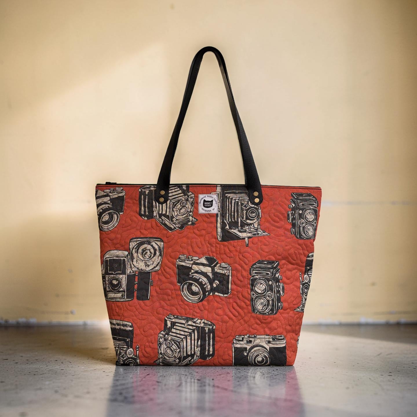 Vintage Cameras Quilted Tote