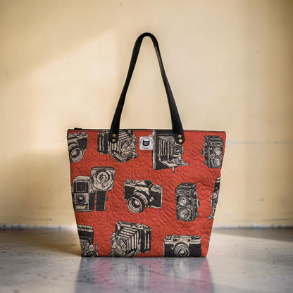 Vintage Cameras Quilted Tote