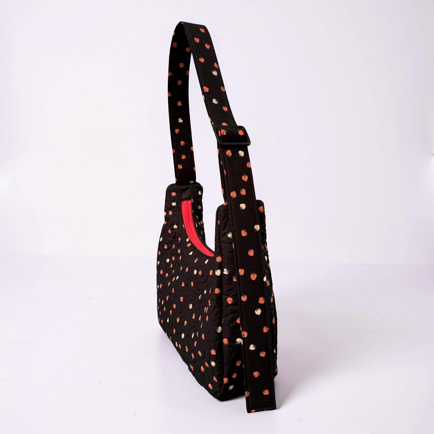 Scattered Strawberries Crescent Bag
