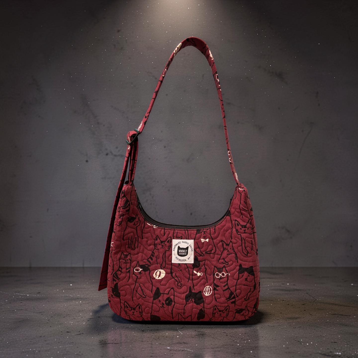 Crimson Kitty Crescent Bag
