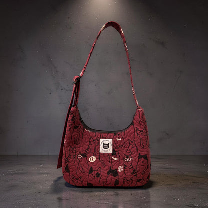 Crimson Kitty Crescent Bag
