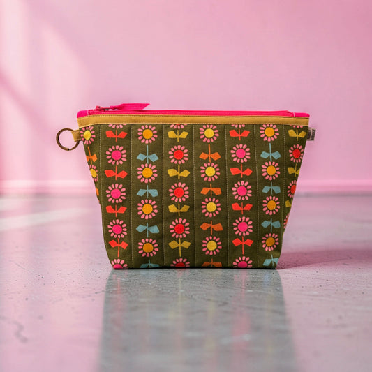 Green Floral Toiletry Case