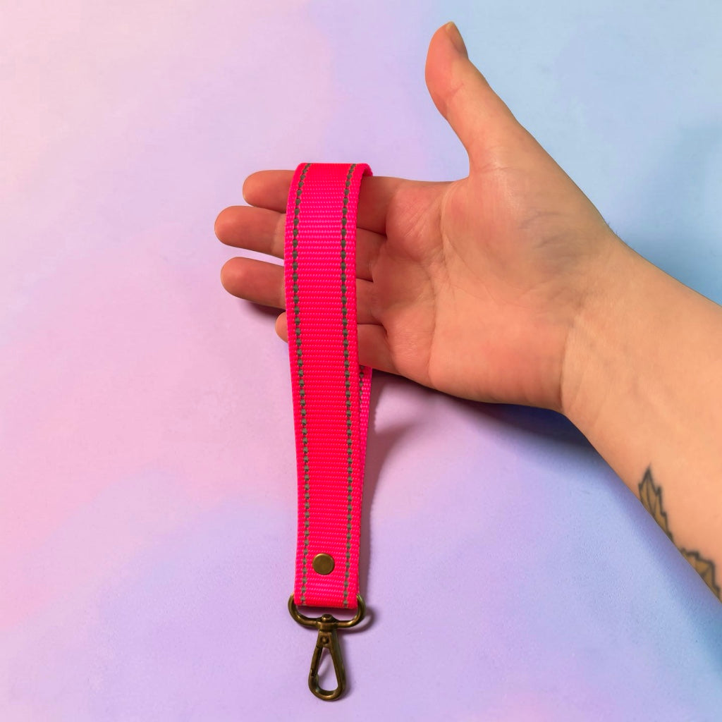 Reflective Pink Wristlet Strap