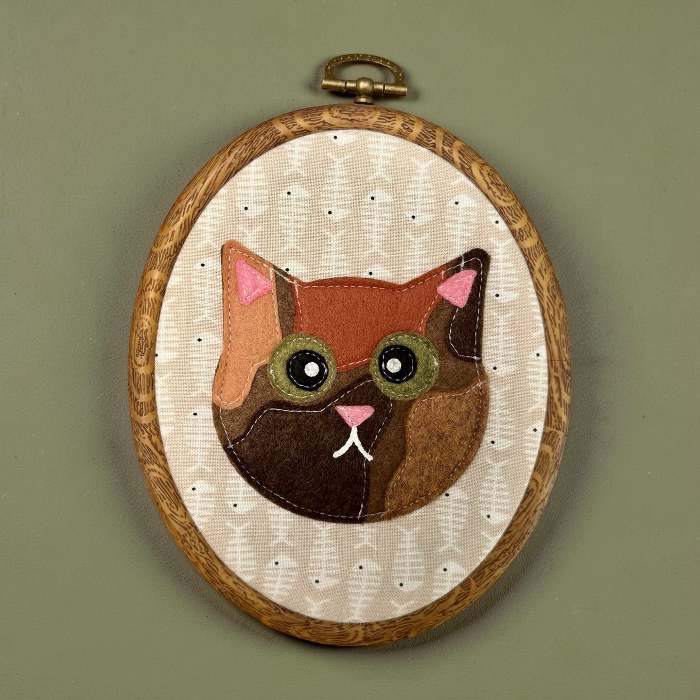 Tortie Cat Hoop Wall Hanging