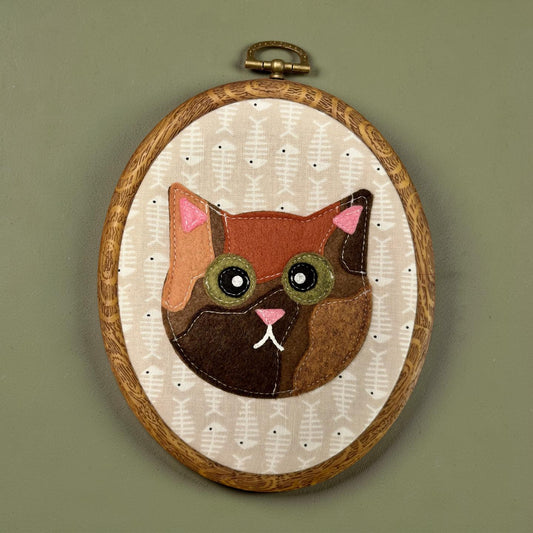 Tortie Cat Hoop Wall Hanging