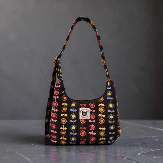 Rainbow Flowers Crescent Bag