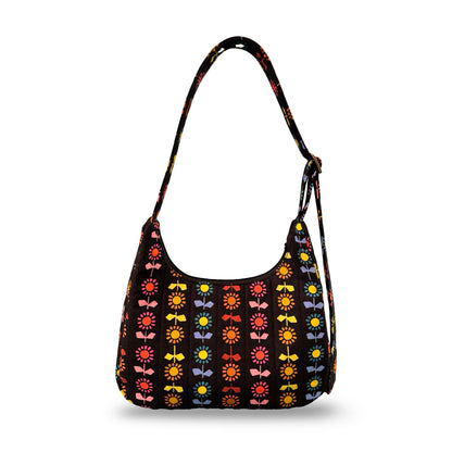 Rainbow Flowers Crescent Bag
