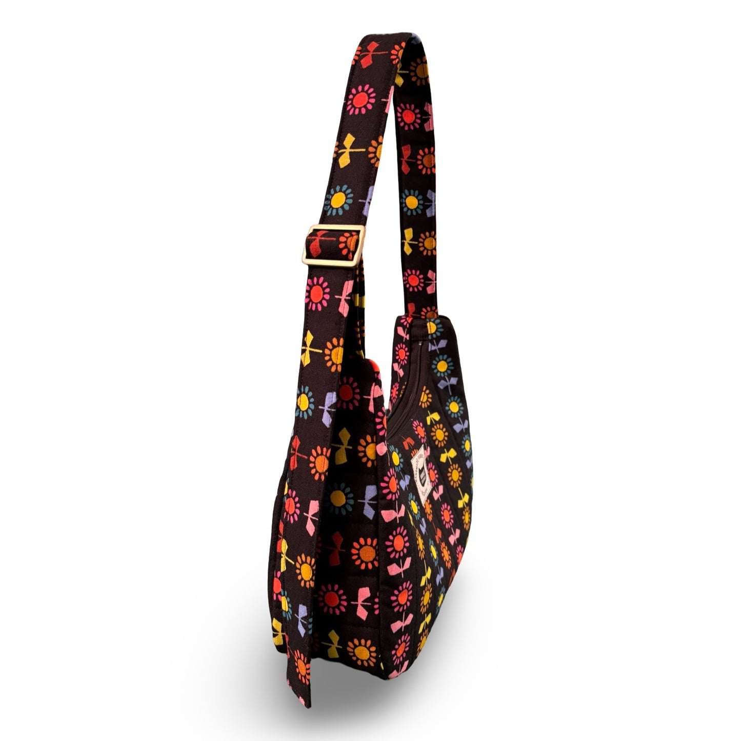Rainbow Flowers Crescent Bag