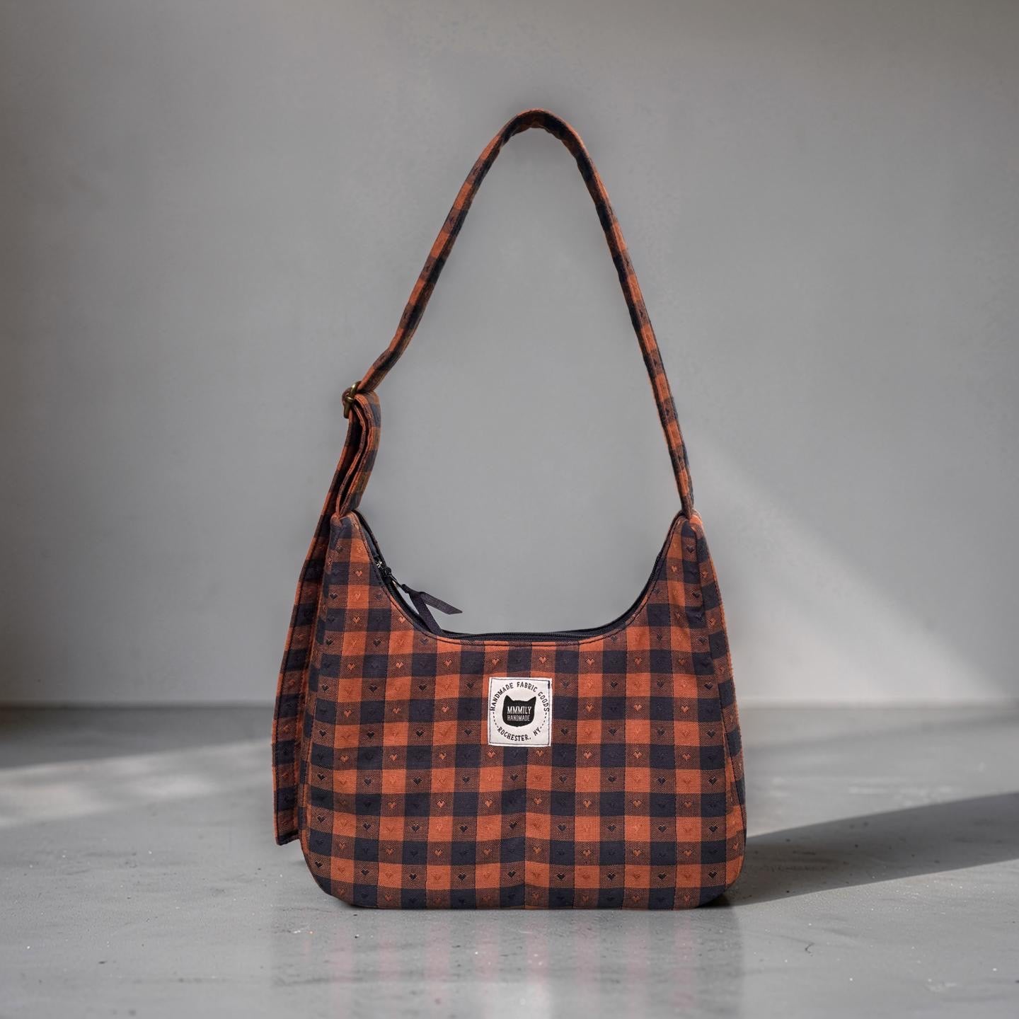 Heart Gingham Crescent Bag