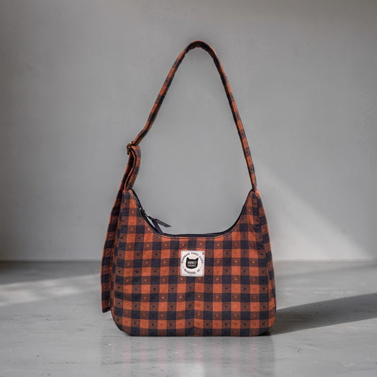 Heart Gingham Crescent Bag