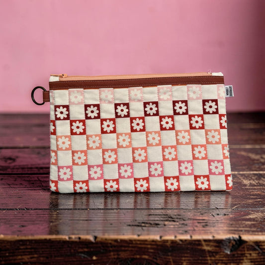 Checkered Daisies Quilted Clutch