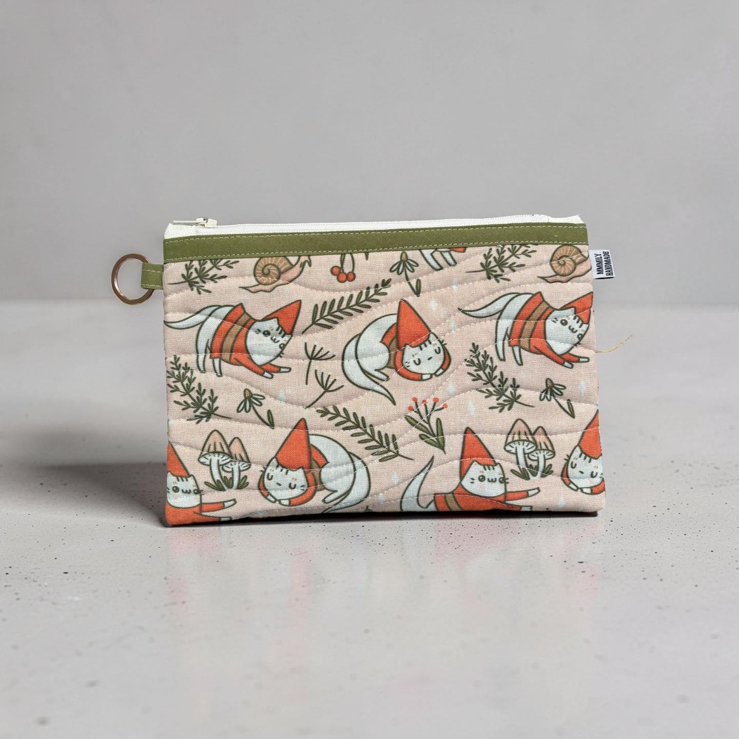 Gnome Cats Quilted Clutch