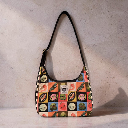 Creatures Checkered Crescent Bag